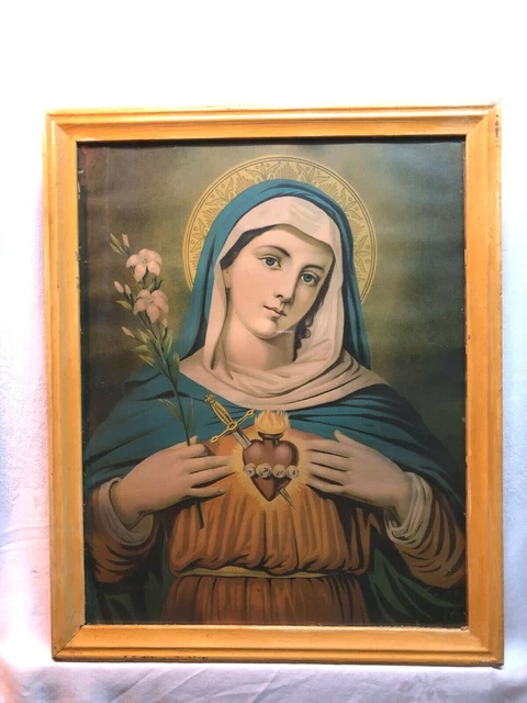 OLD IMMACULATE HEART of Mary Sacred Heart of Mary litho Print Mother of ...