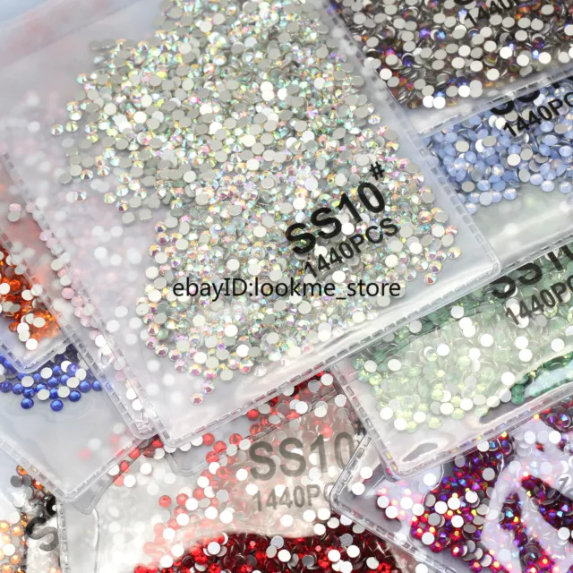 1440pcs 2.8mm ss10 Crystal Glass Flatback Rhinestones Gems Nail Art Crafts Beads