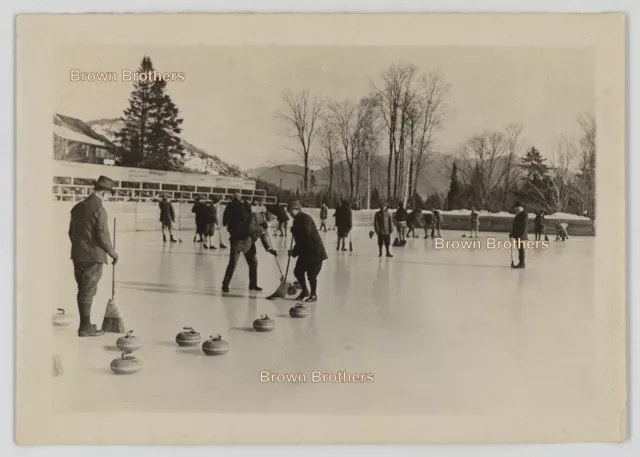 Vintage 1920s Scottish Sport of Curling Brooms & Stones Lake Placid Photos #4 (2