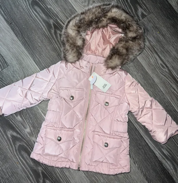 River Island Baby Girl Quilted Coat Jacket Age 6-9 Months Winter Pink New