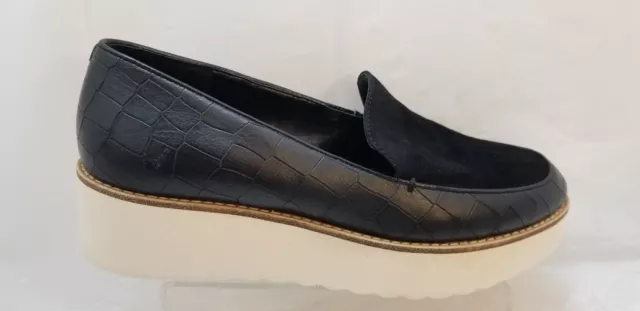 Vince Camuto Women's Nornand Platform Loafers Shoes Black Leather Reptile US 8 M