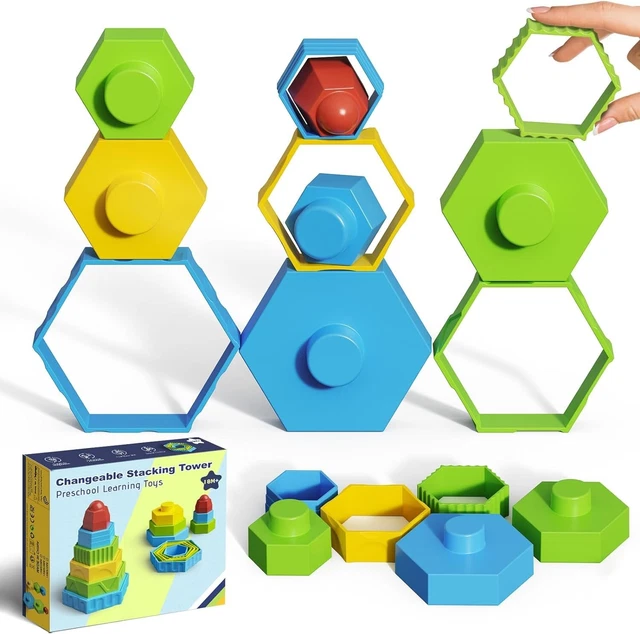 STACKING BUILDING BLOCKS Kids Montessori Toys Educational Sensory Toys ...