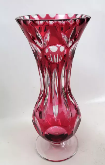 Überfangglas Vase NACHTMANN? Bleikristallvase rot  21,4 cm H Vintage