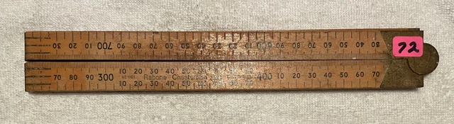 Vintage RABONE CHESTERMAN No 1161 Boxwood & Brass Folding Ruler   072