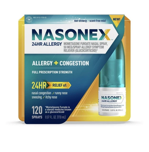 NASONEX24HR NON DROWSY Allergy + Nasal Congestion Relief, 120 Sprays EX