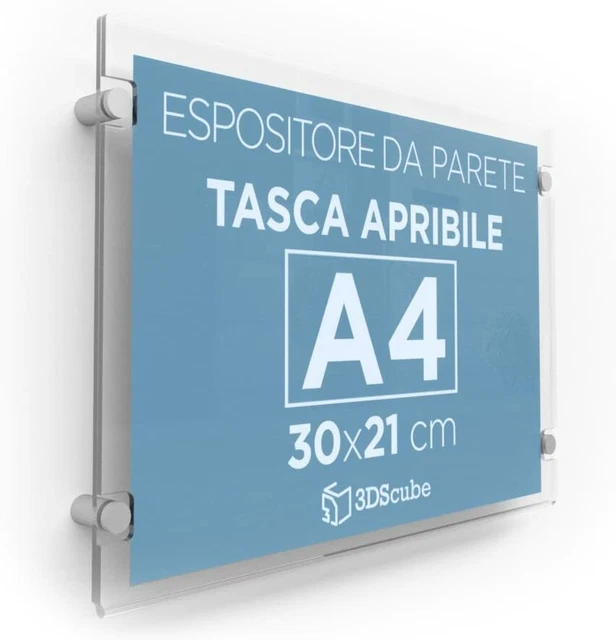 Espositori Acrilico A4 Con Base Legno - 3 Pezzi Per Poster, Menù E Volantini, Design Orizzontale - Foto 3