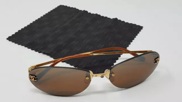 CHANEL CC Logos Round Sunglasses Eye Wear Black Plastic 0017 10 Authentic
