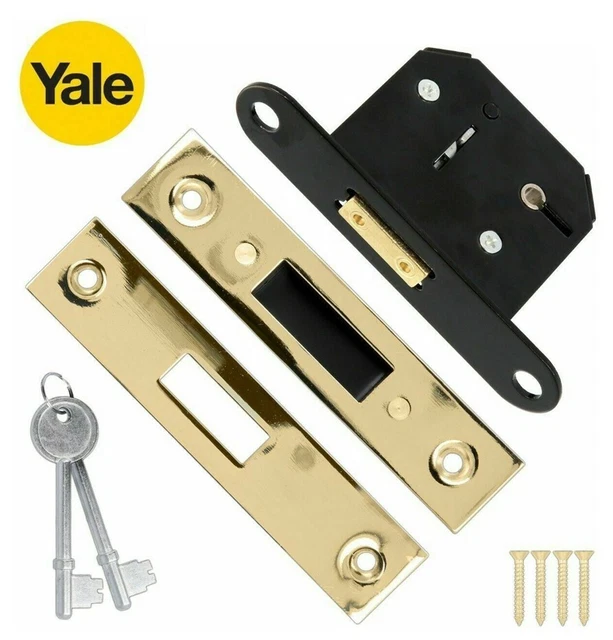 64mm GENUINE YALE Polished Brass 5 Lever Deadlock Security Dead Bolt Door Lock