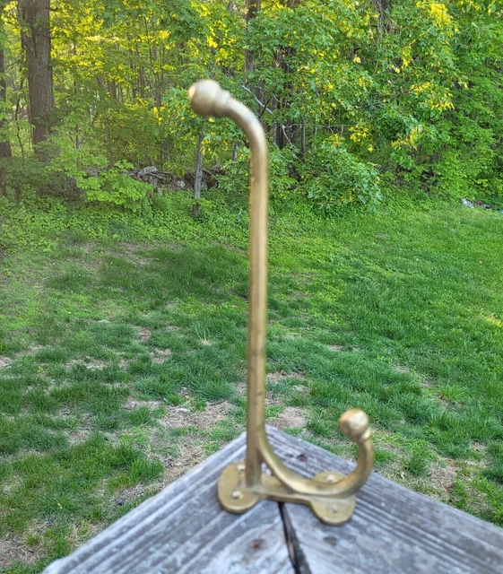 Vintage Antique Extra Large Solid Brass Wall Mount Hat Coat Hanger Hook 10 1/4 "
