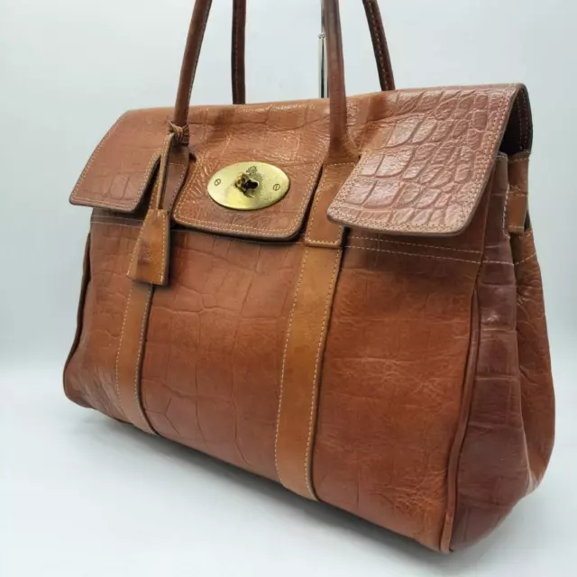 Mulberry Bayswater Leather Brown Turn Lock Gold Hardware Hand Bag From Japan