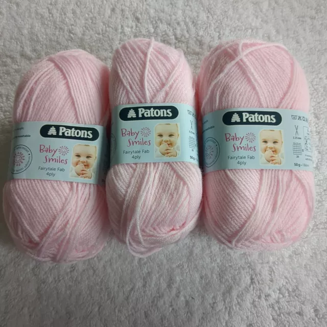 Patons Baby Smiles Fairytale Fab 4 Ply In Pink. 3 X 50g Balls.