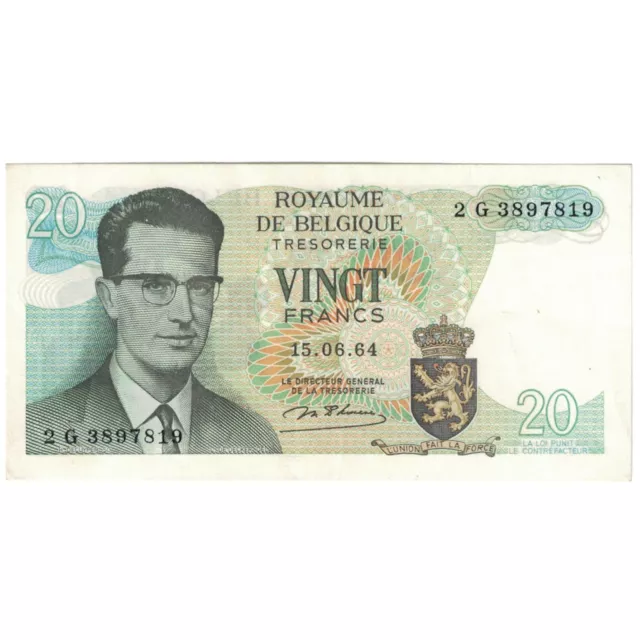 [#194237] Banknote, Belgium, 20 Francs, 1964, 1964-06-15, KM:138, AU