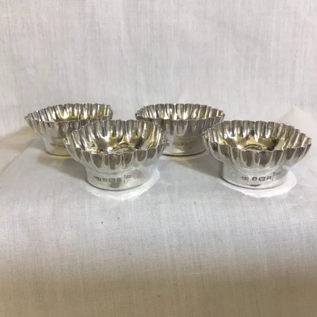 1922 Solid Silver Four Caviar Bowls Or Table Salts by Walker & Hall. 68.12g.