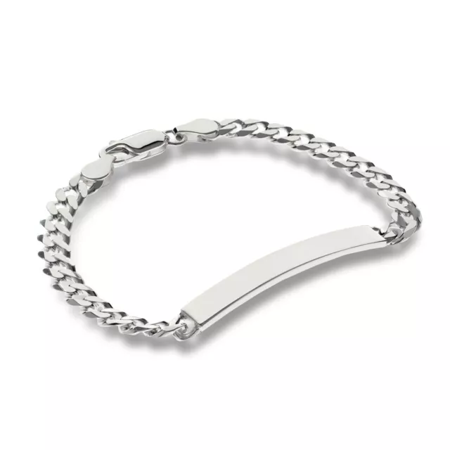Sterling Silver Ladies Id Bracelet Free Engraving Identity Curb Chain Gift Box