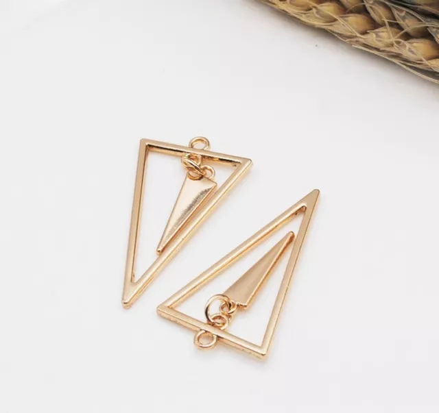 10pcs Triangle Tooth KC Gold Color Earring Necklace Charm Polymer Clay Alloy