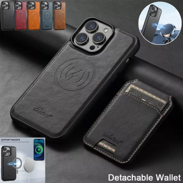 For iPhone 15 14 Plus 13 12 Pro Max Magsafe Case Magnetic Leather Wallet Cover