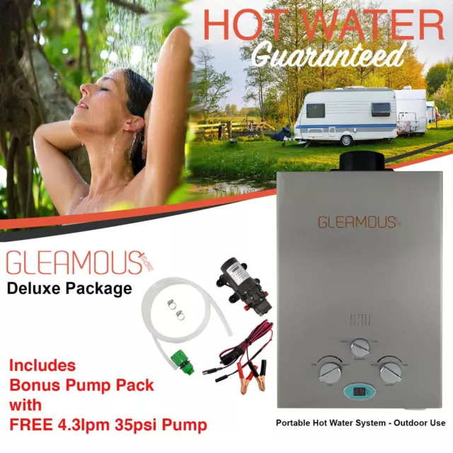 LPG Instant Portable Gas Hot Water Camp Shower Heater 4WD Caravan Horse Bonus