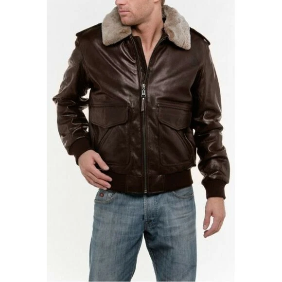MAC DOUGLAS BLOUSON Aviateur Gerry Columbia Brown Cuir Agneau