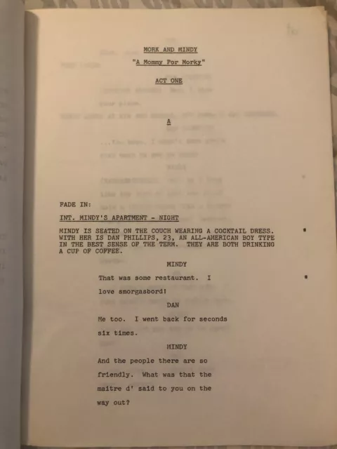 Vintage 1978 "Mork and Mindy" Script "A Mommy for Morky" TV Robin Williams 3