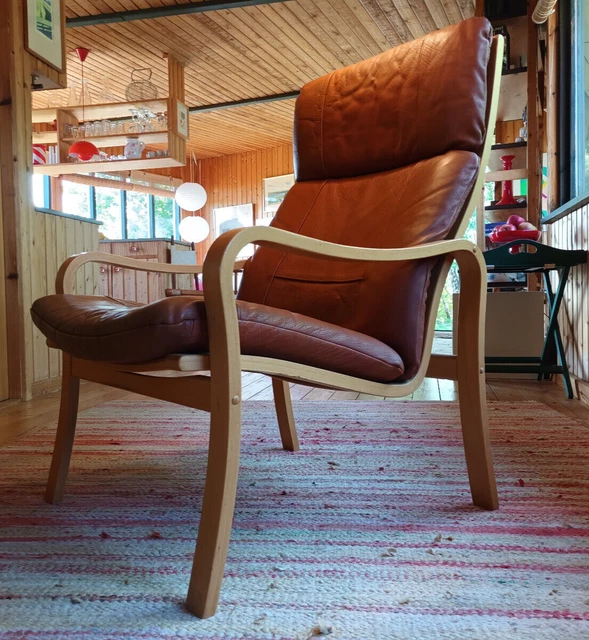Chair Vintage 60er Leather Relaxing Easy Bruno Mathsson Age Danish 3b