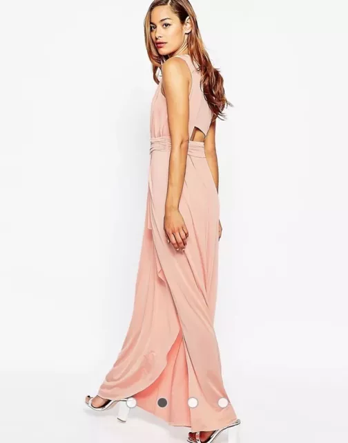 Slinky Maxi Blush dress One Shoulder with Slit. Prom Wedding Size 10 ASOS