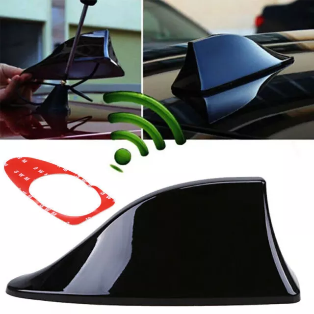 Gloss Black Car Shark Fin Aerial Antenna Mast Roof AM/FM Radio Signal UK Stock