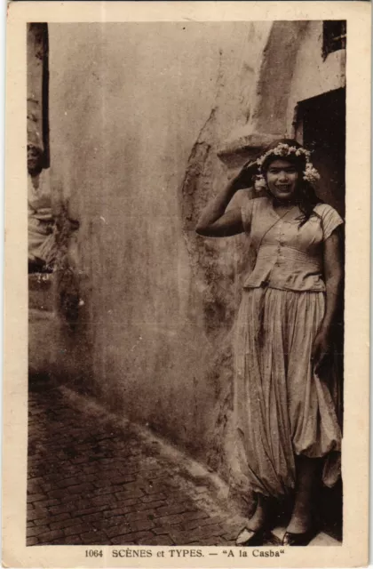 PC CPA MOROCCO, SCENES & TYPES, A LA CASBA, VINTAGE POSTCARD (b15345)