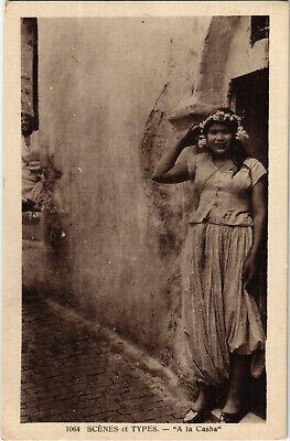 Pc CPA morocco, graphic and types, a la casba, vintage postcard (b15345)