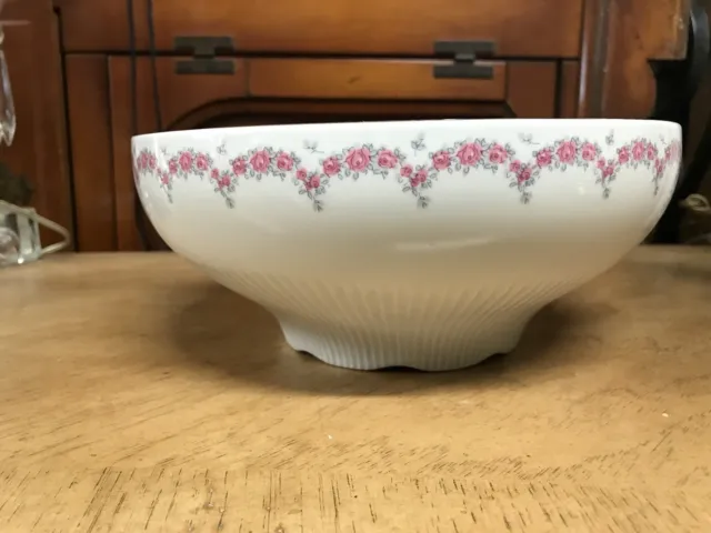 JL Menau  Graf Von Henneberg Porcelain Vintage Pink Rose Bowl With Gold Trim