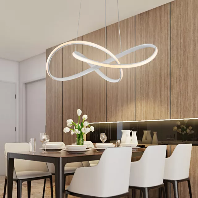 White Ring Pendant Light Acrylic Chandelier LED Hanging Ceiling Lamp Dimmable