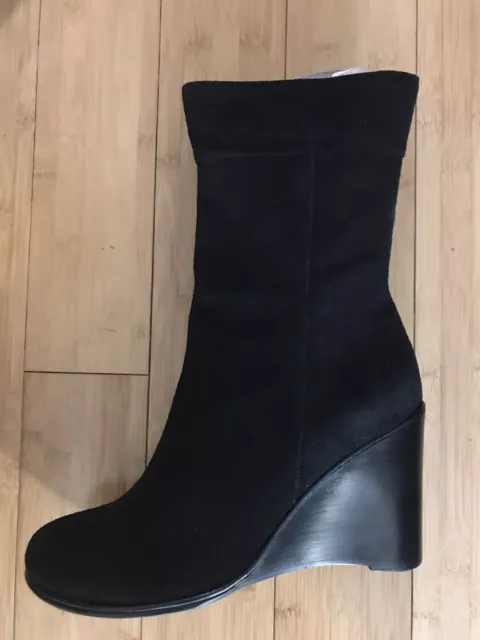 BEST Gabriella Rocha Size 12 Woman Black Suede Wedge Stacked Heel Winter Boots