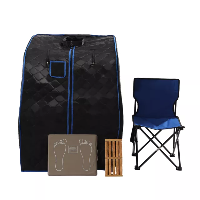 FIR Infrared Sauna Dry Steam Tent Portable Home Spa Heat Detox w/ Folding Chair