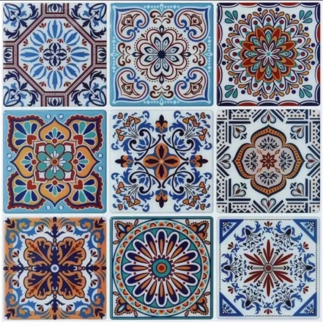 Longking Morocco Blue 11.7” Vinyl Peel & Stick Tile Kitchen Backsplash NEW Pack