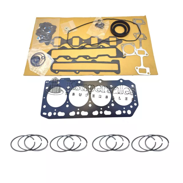 4TNE84 Full Gasket Kit + Piston Rings for Yanmar 4TNE84 Engine John Deere
