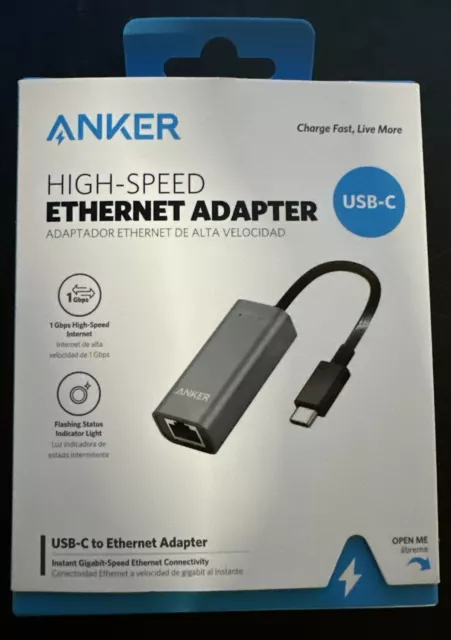 Anker USB C to Ethernet Adapter, Portable 1-Gigabit Network Hub