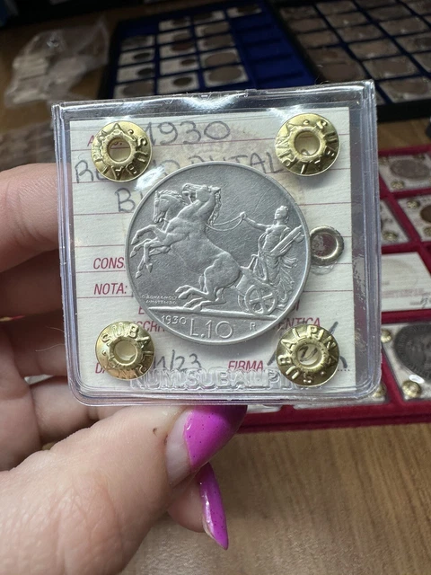 MONETA REGNO D' ITALIA BIGA 10 LIRE 1930 NON COMUNE sigillata BB+ SUBALPINA