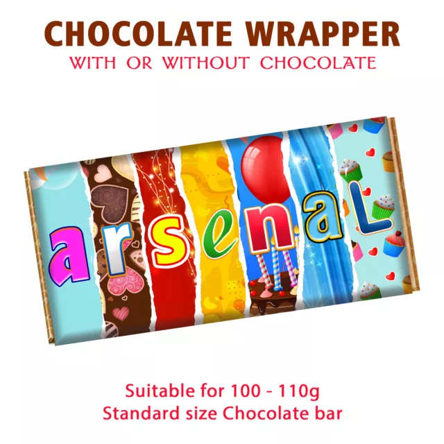 Arsenal Chocolate Bar Wrapper Football Club Team Novelty Birthday Gift Present