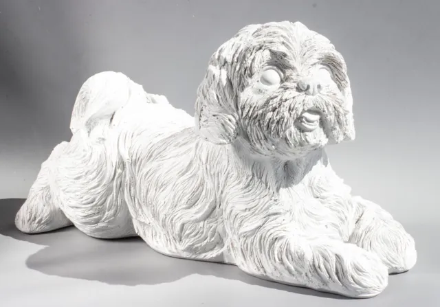 Unpainted Cremation Urn Shih Tzu Ashes Pet Memorial Statue Dog Loss Grave Marker