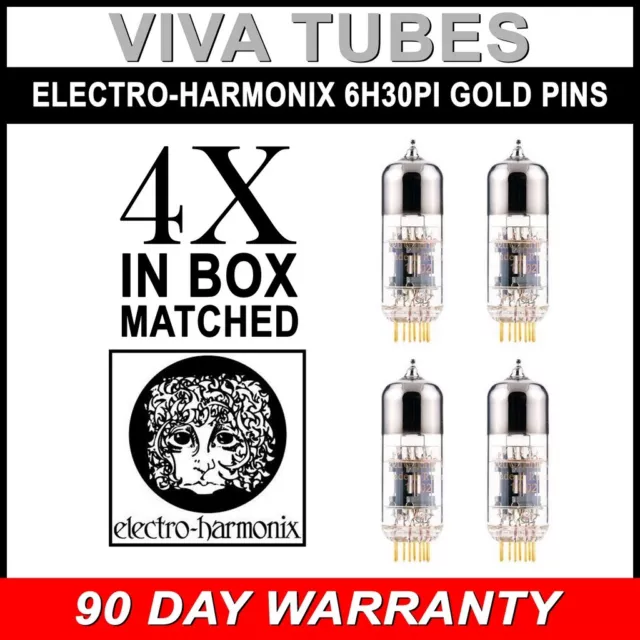 New Electro-Harmonix 6H30Pi GOLD PINS Matched Quad (4) Vacuum Tubes