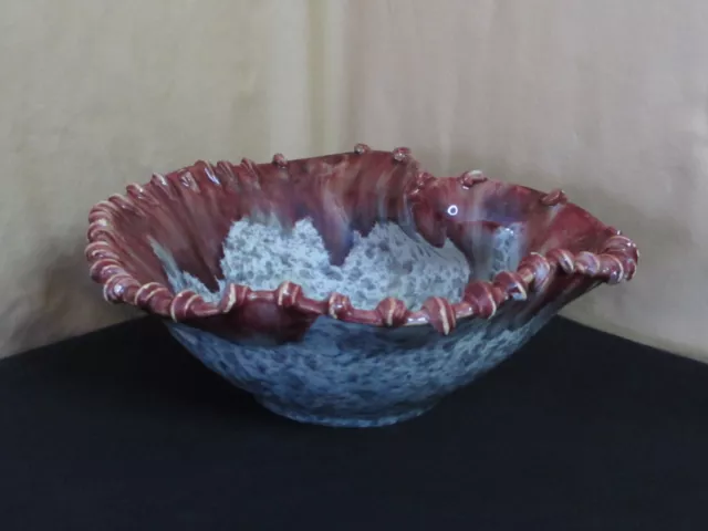 Vintage Dulane Italian Pottery Majolica Hand Molded Candy Dish 8"