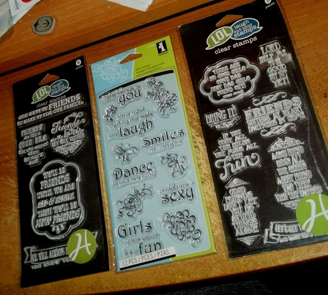 lot 3 CLEAR ACRYLIC FRIENDS STAMPS ~ Good Friends know all your...  wks CTMH blk
