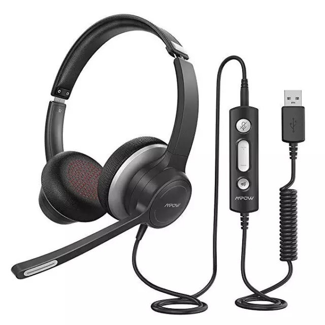 Mpow HC6 USB 3.5mm Headset On-Ear Computer Headphones Mic for Call Center Skype