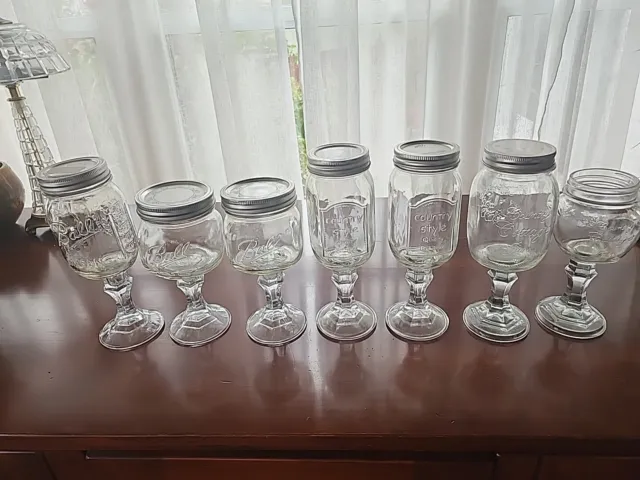 7 Hillbilly Redneck Wine Glasses Beer Whiskey Ball Country Cottage Mason Jar ++