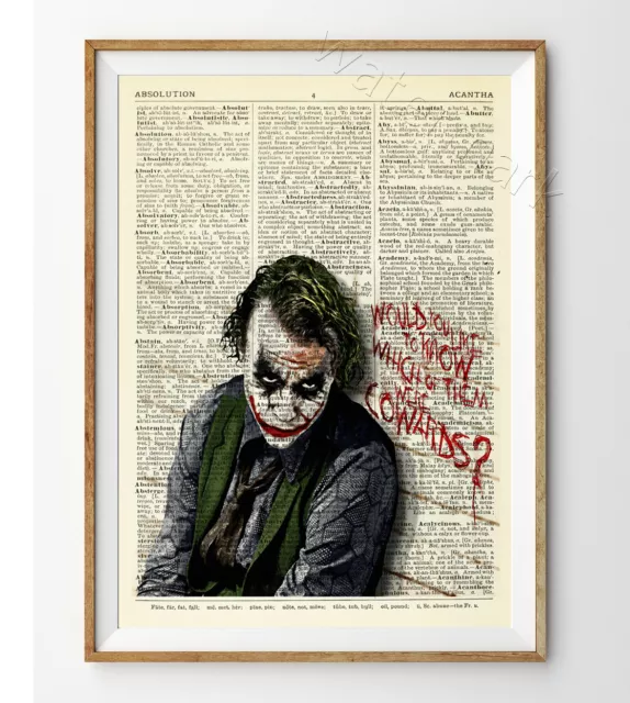 The Joker Heath Ledger Dictionary Art Print Poster Batman Dark Knight Vintage