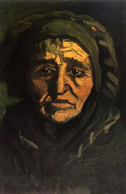 Oil painting Vincent Van Gogh - Head of a Peasant Woman with Greenish Lace Cap