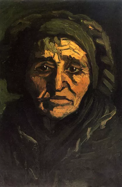 Oil painting Vincent Van Gogh - Head of a Peasant Woman with Greenish Lace Cap