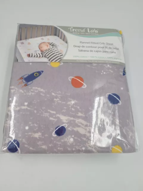 Trend Lab 100% Cotton Planets Flannel Fitted Crib Sheet/ Baby's Bedding Sheet