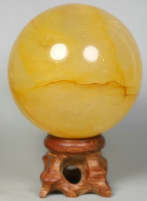NATURAL Yellow PHANTOM MULTI-INCLUSIONS Rainbow CRYSTAL Polishing Sphere Ball