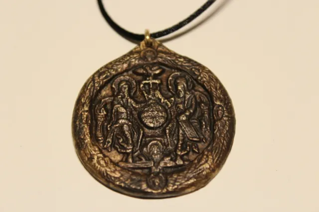 Post Medieval Beautiful Men's Bronze Large 38Mm Christian Orthodox Pendant