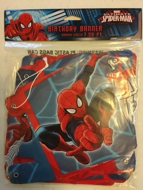 Lot Spider Man Party Supplies Birthday Party 7.5 ft Banner, 12 Swirl Decorations